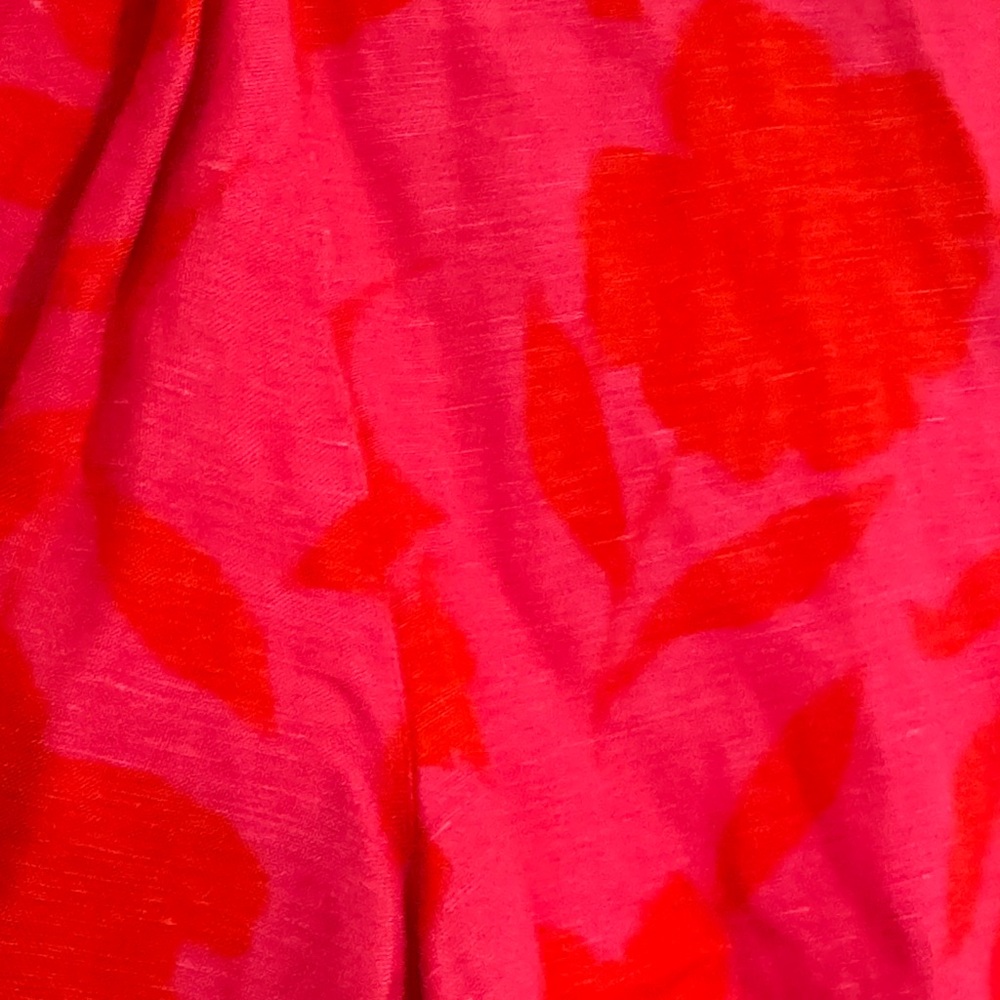 Kate Spade x Target Pink and Red Floral Linen blend V-Neck Dress - Picture 6 of 7